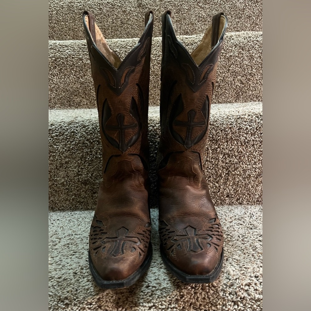 J.B. Dillon Brown Leather Western Cowboy Boots size 8.5